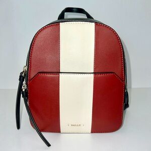 Bally Red and White Striped Mini Leather Backpack